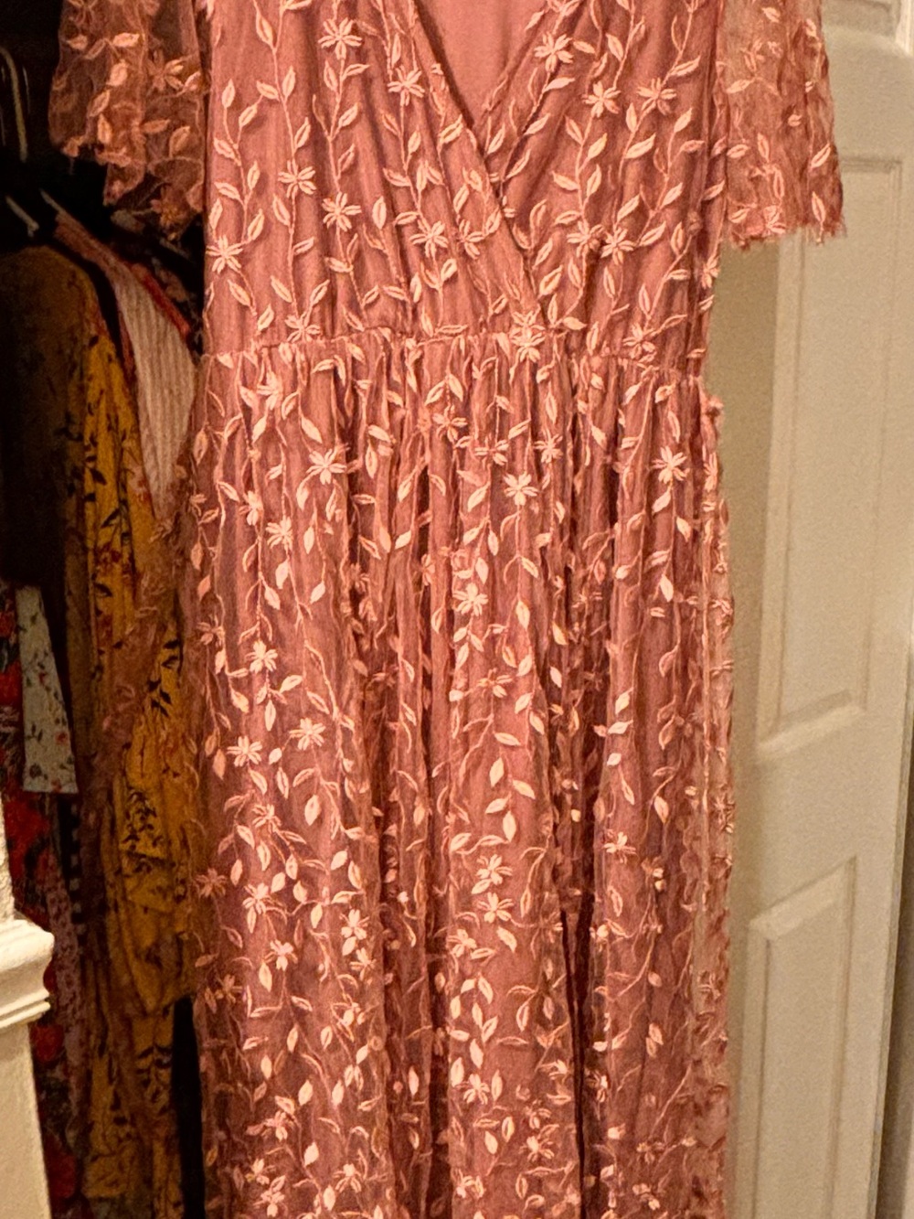 Baltic Born Dusty Rose Embroidered Floral Maxi Dress